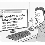 UK GOV is now following you twitter - Web snooping law - topical cartoon
