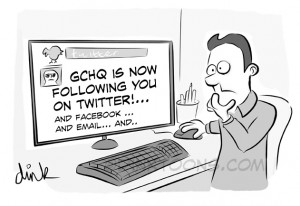 GCHQ is now following you on twitter - topical cartoon