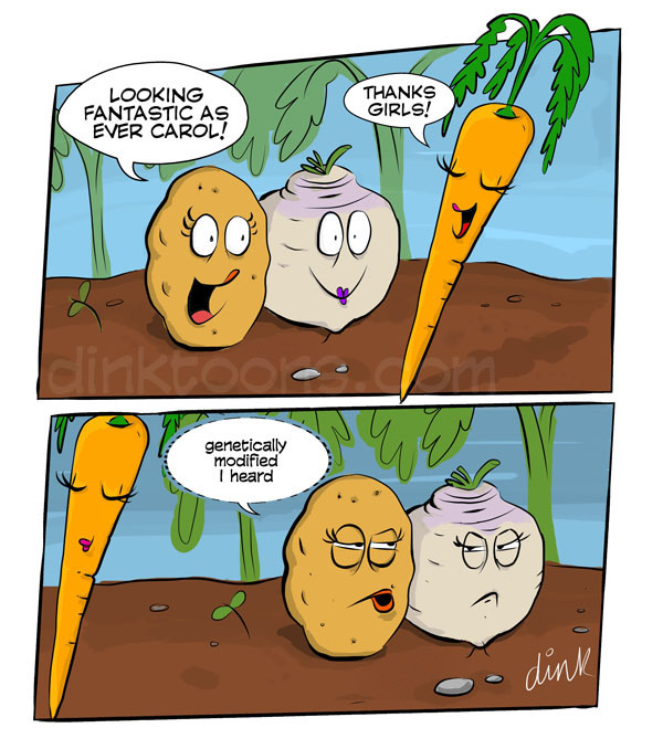 Genetically modified vegetable cartoon by freelance cartoonist Chris Williams