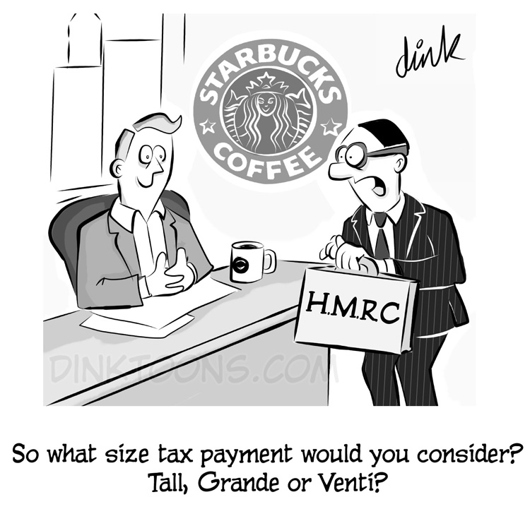 Starbucks Tax cartoon - by freelance cartoonist Chris Williams