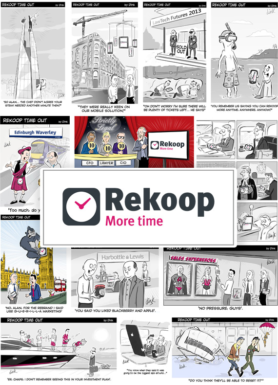 A selection of Rekoop cartoons by freelance cartoonist Chris Williams (Dink)