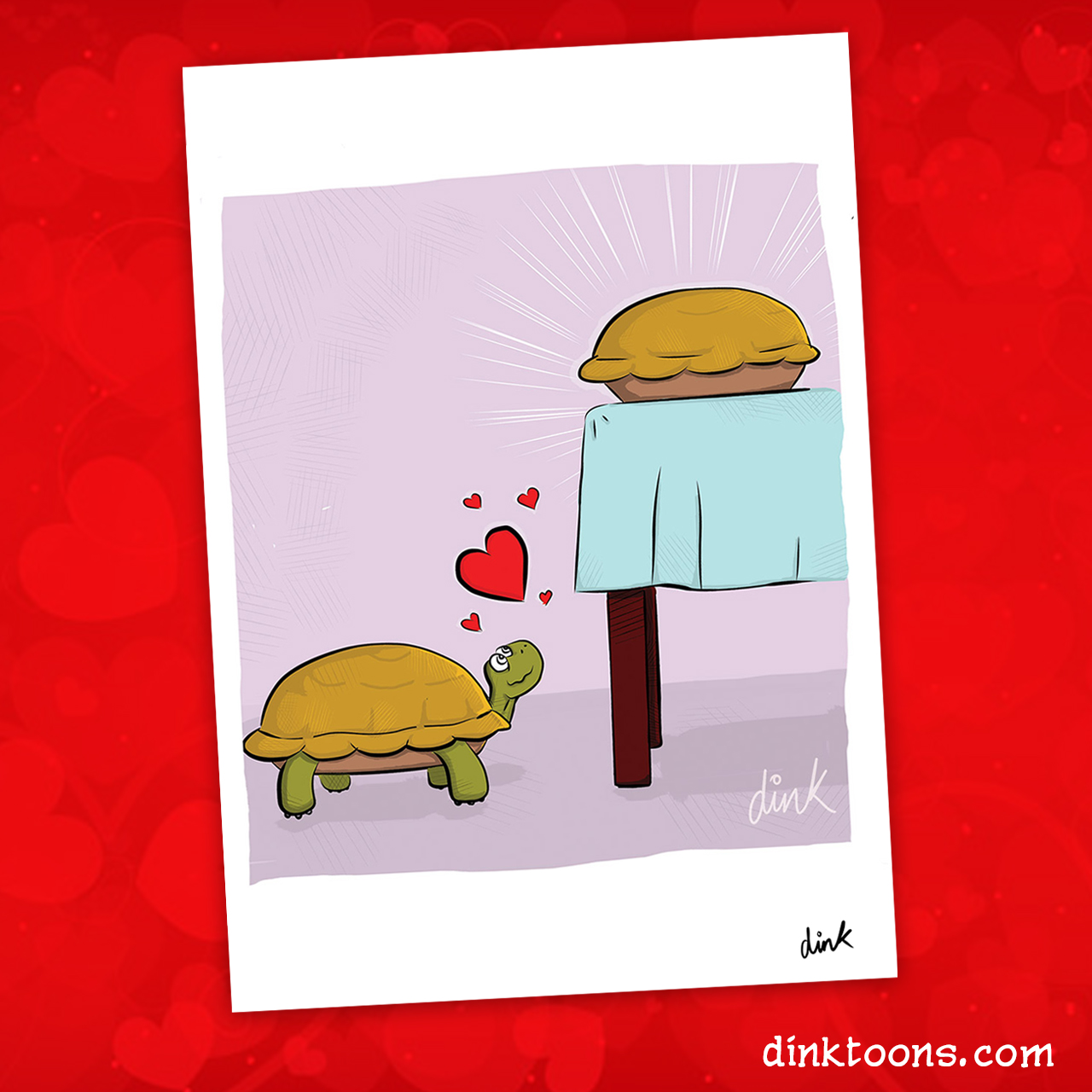 Valentines Day card - tortoise cartoon