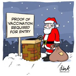 Santa Covid restrictions cartoon - Christmas Card